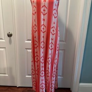 J. Crew Factory Coral and White Maxi Dress